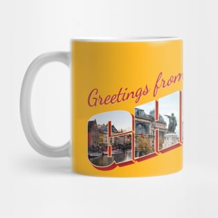 Greetings from Ghent in Belgium Vintage style retro souvenir Mug